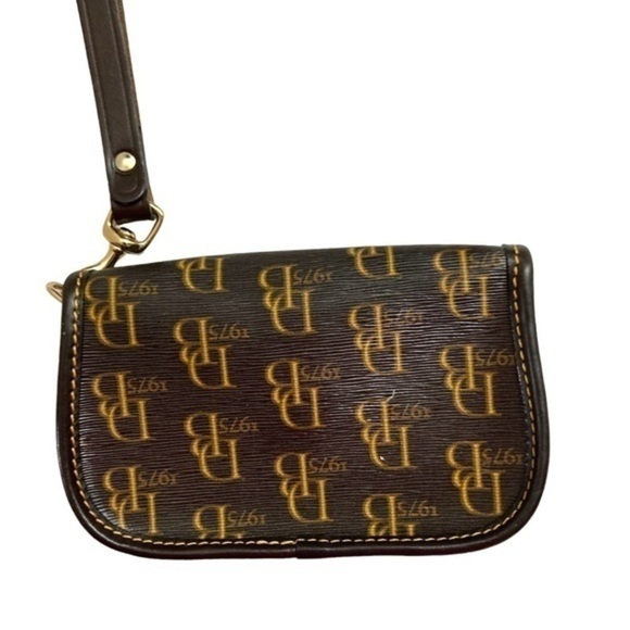 Dooney and Bourke signature db black tan wristlet clutch bag - Picture 3 of 9